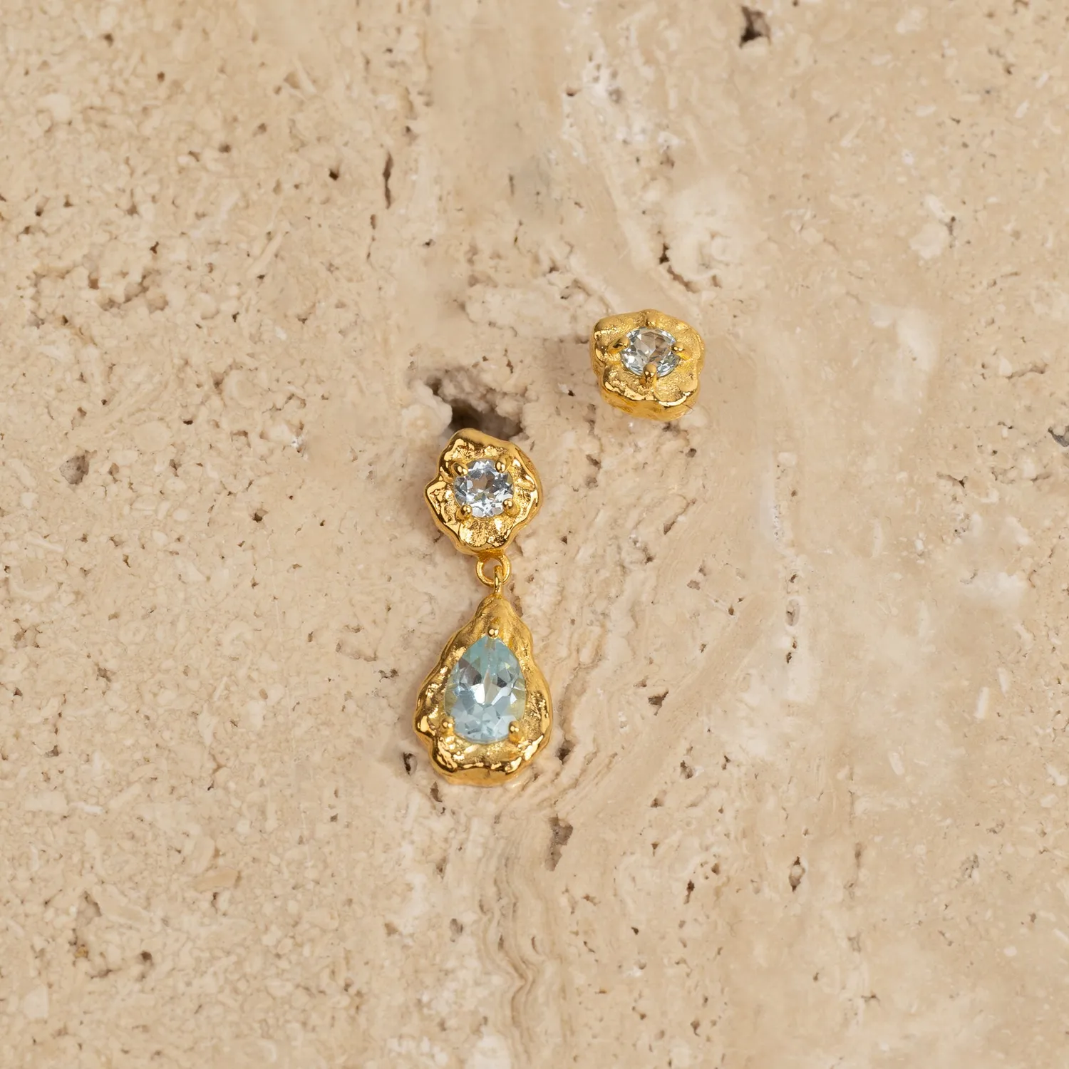 Sisi Copenhagen Emilia Blue Topaz øreringe forgyldt par