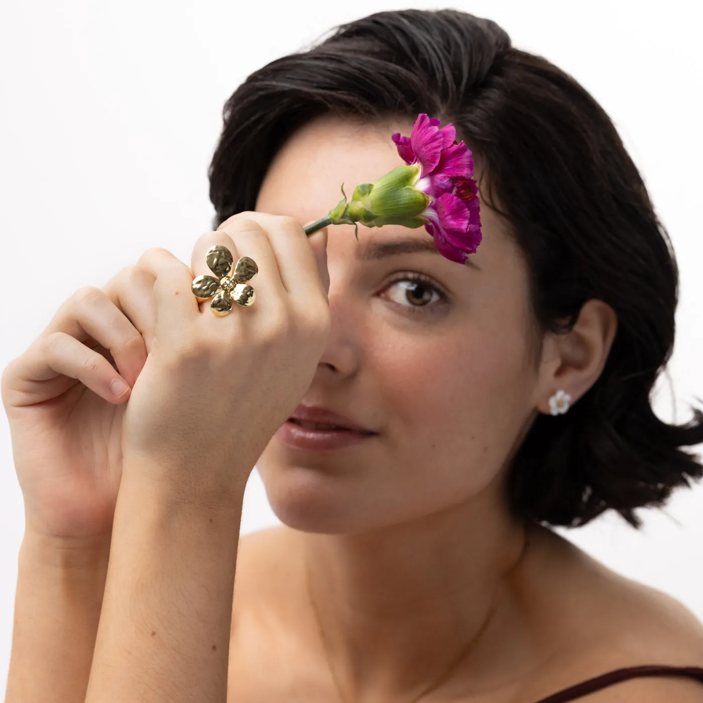 TIMI OF SWEDEN Filippa blomst ring guld justerbar
