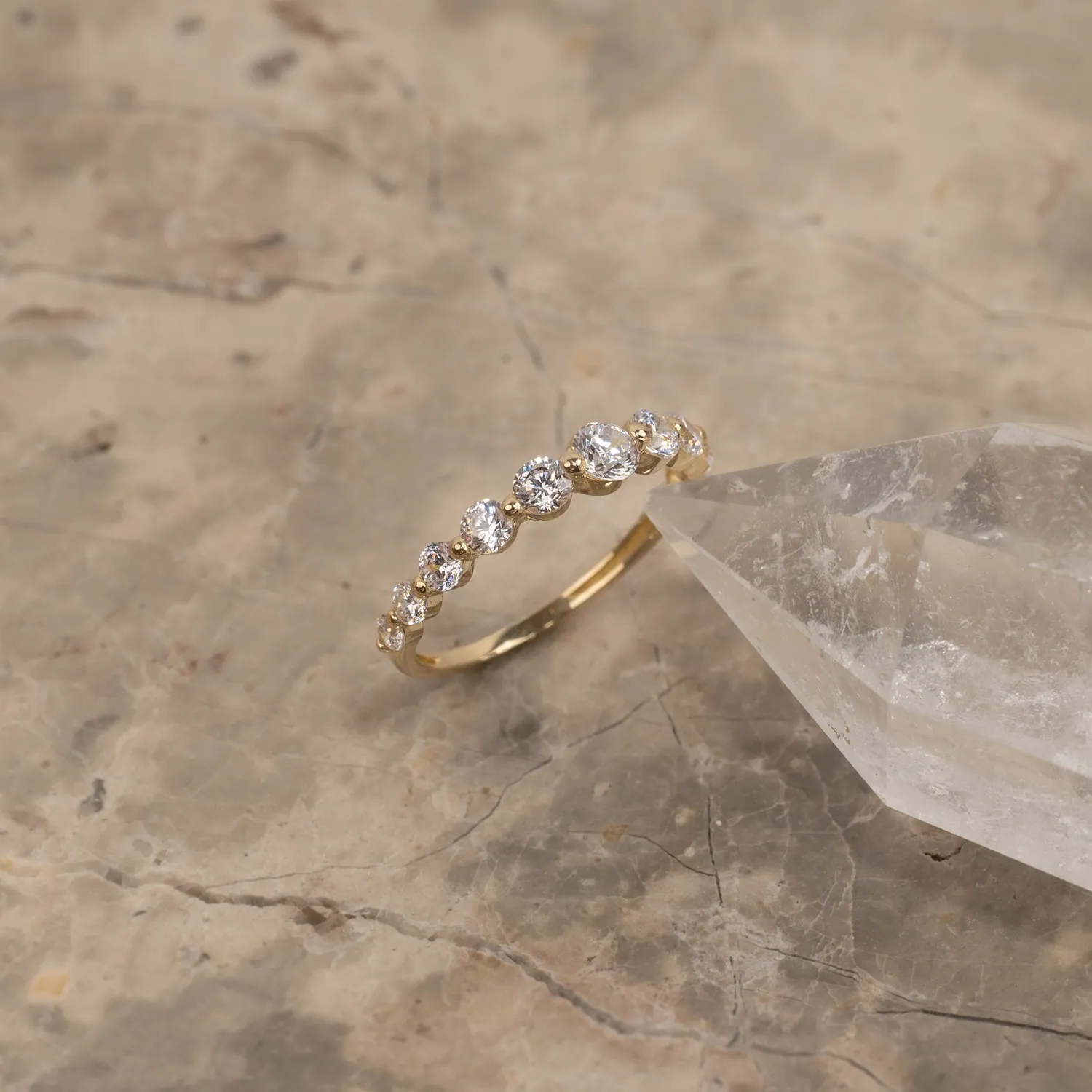 Sisi Copenhagen Helena Crystal ring massivt 9 kt guld zirkon