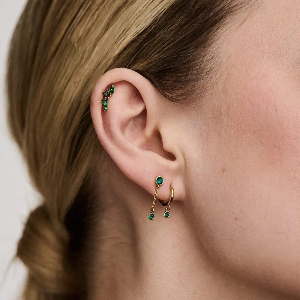 Orelia Curved Emerald Cluster barbell piercing guld