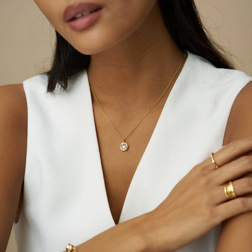 Orelia Faceted Crystal Charm halskæde guld