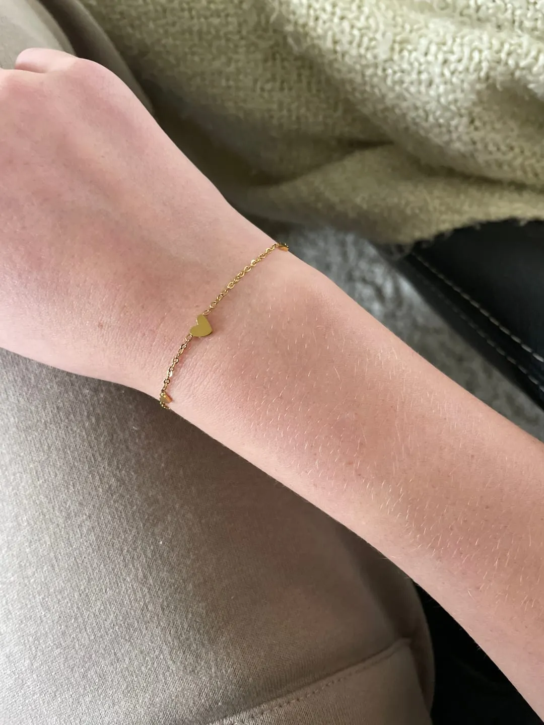 Timi of Sweden Sarah hjerte armbånd stål forgyldt 18cm