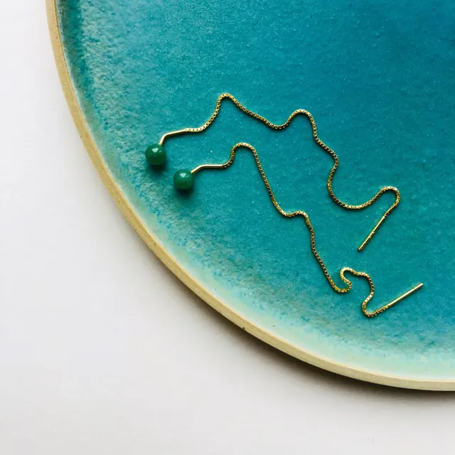 Sunshine & She string med aventurin ørering forgyldt 12 cm