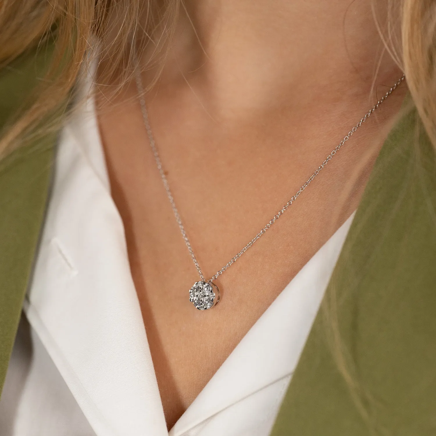 Sisi Copenhagen Round Pave lab-vedhæng hvidguld 0,45 ct