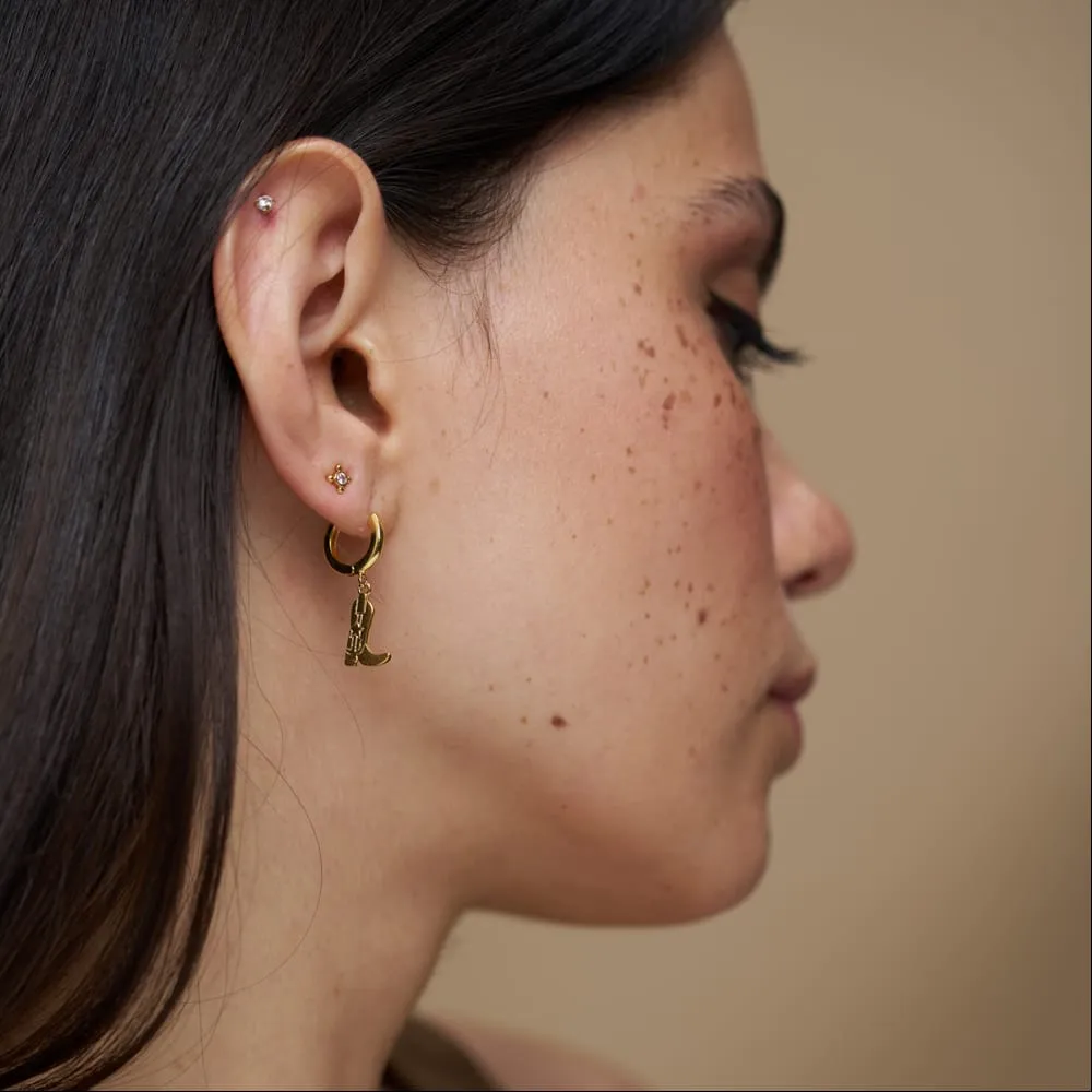 Orelia Cowboy Boot Micro Hoop øreringe guld