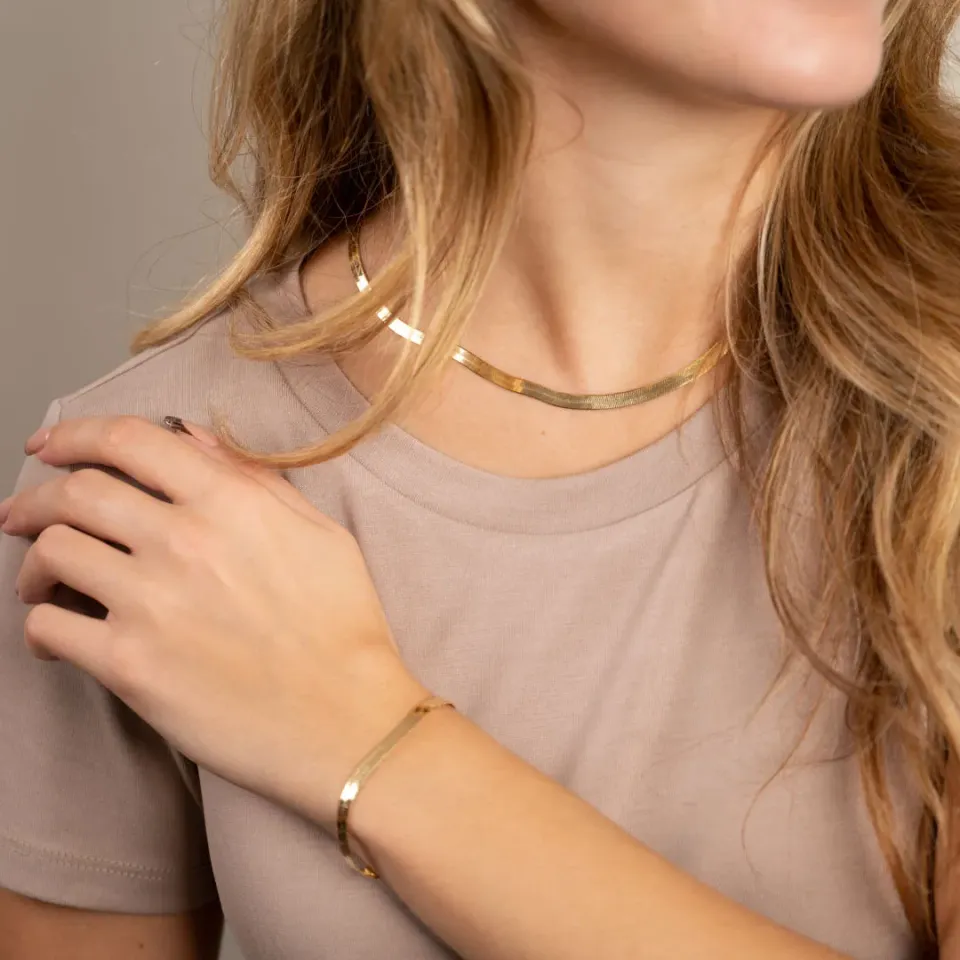 Sisi Copenhagen Aya Golden smykkesæt forgyldt halskæde+armbånd