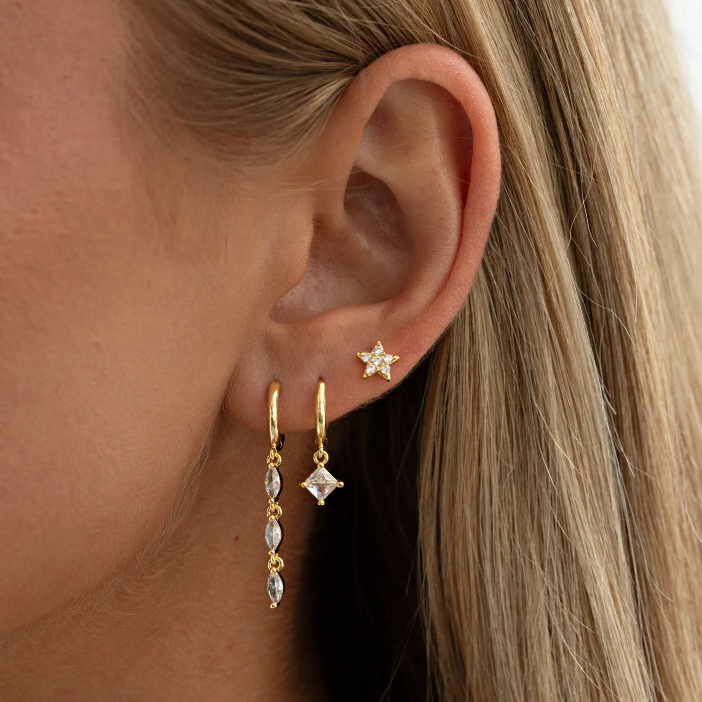 TIMI OF SWEDEN Joey Crystal Star ørering guld 6,3 mm krystal
