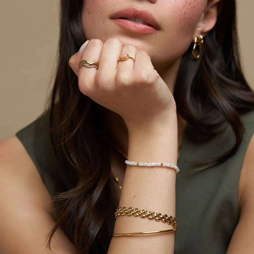 Orelia Mixed Pearl Gold armbåndssæt guld 3 stk