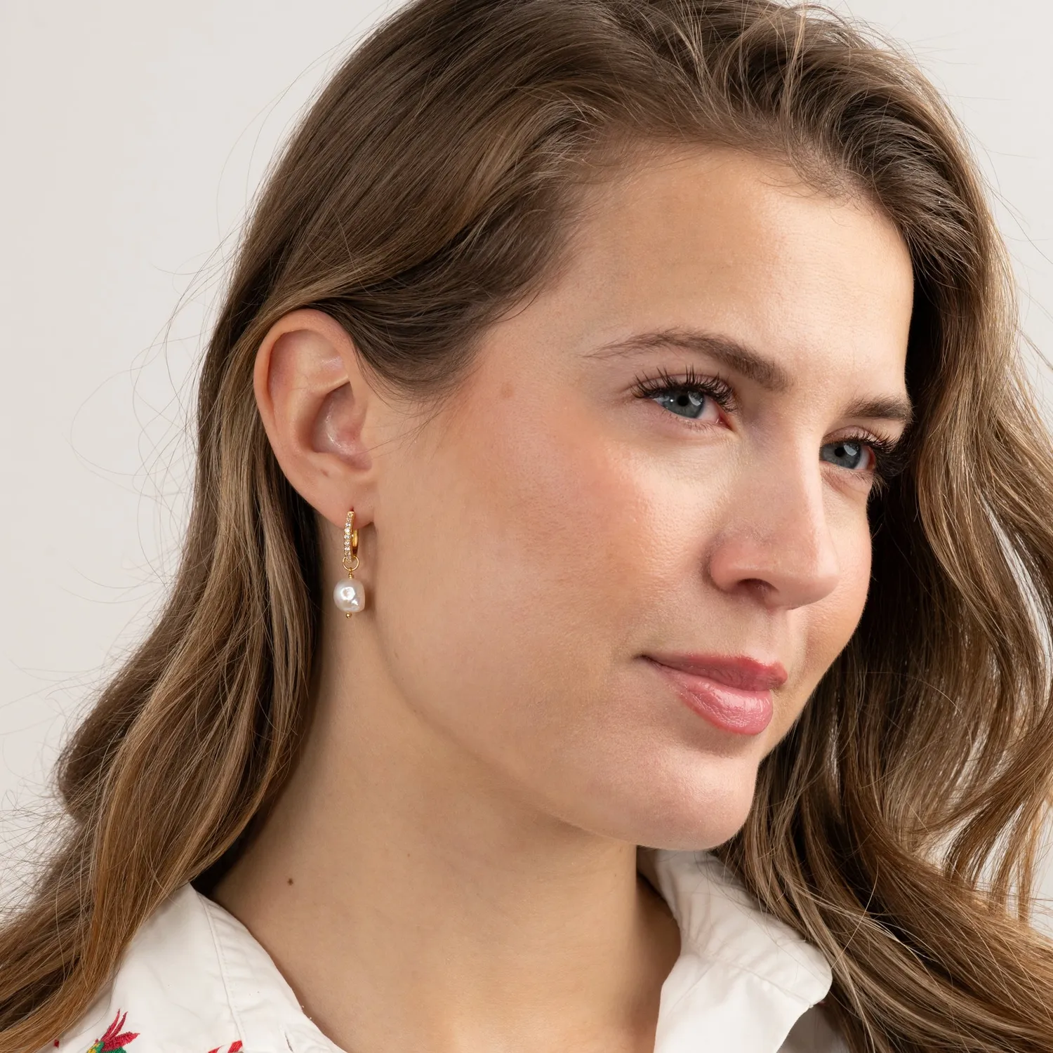 Sisi Copenhagen Noella Pearl creoler forgyldt perle zirkonia