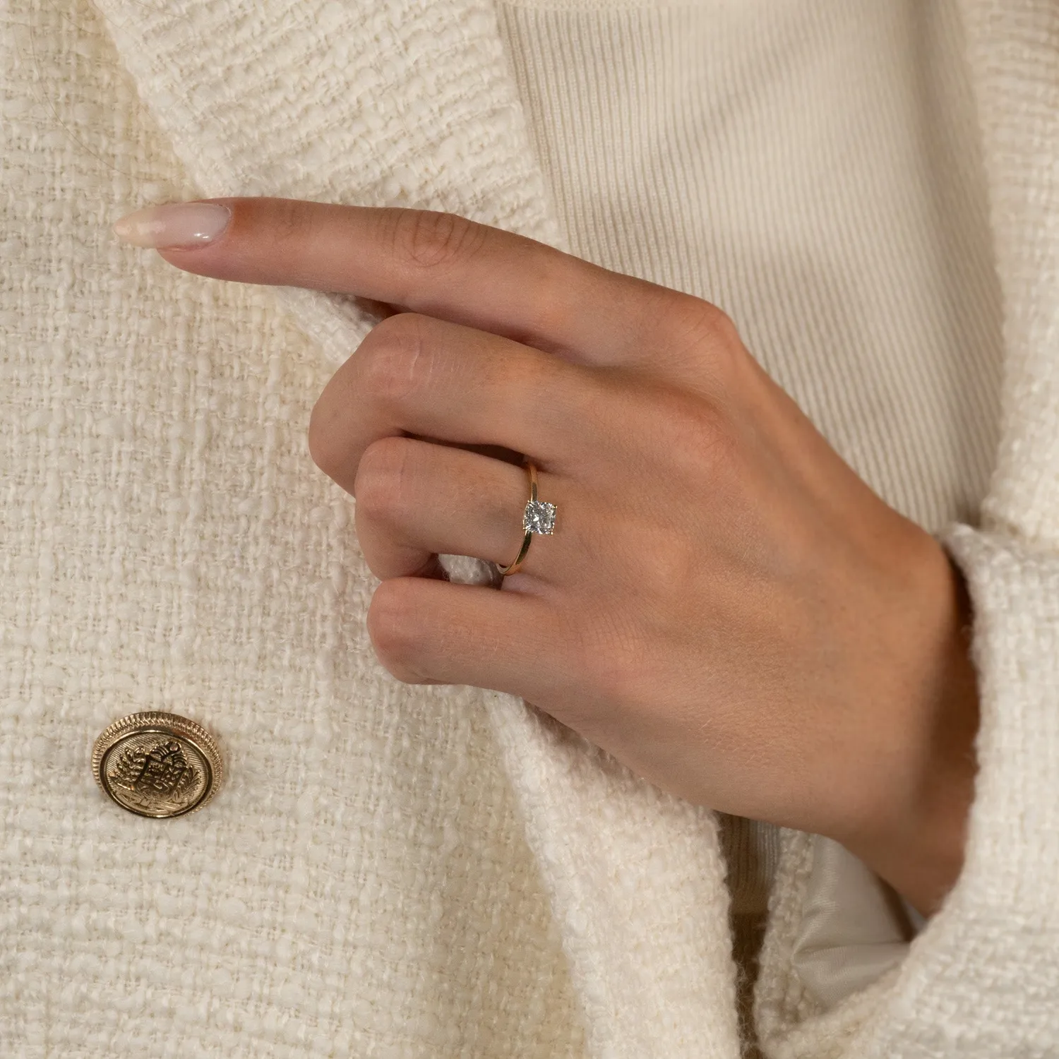 Sisi Copenhagen Solitaire 0,75ct cushion diamantring guld