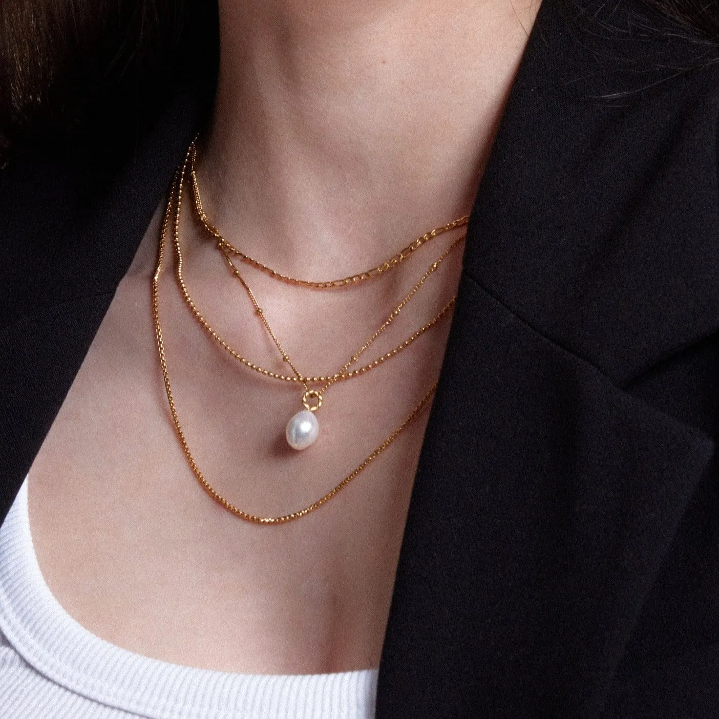 Orelia LUXE Rope Pearl halskæde perle guld