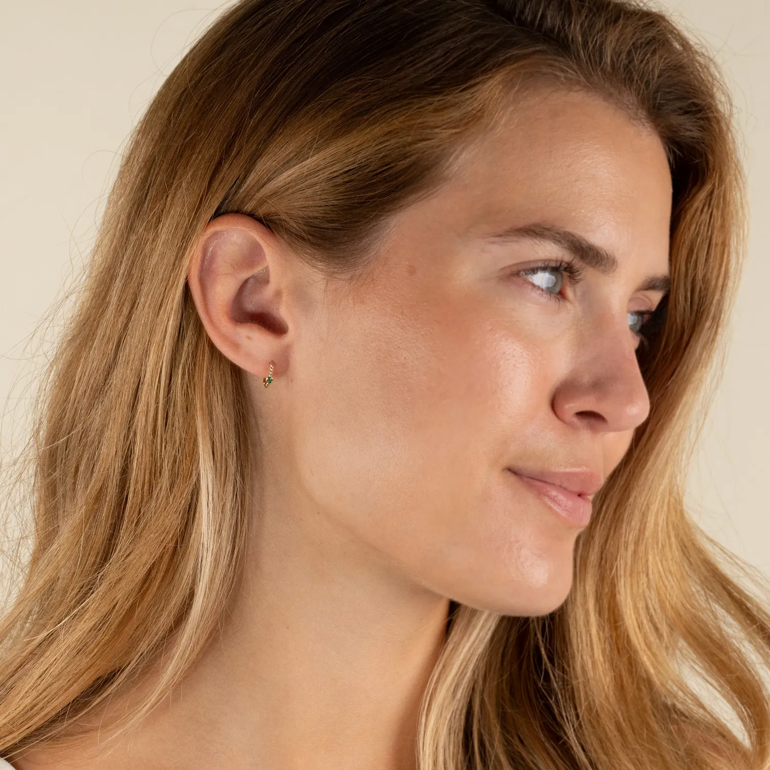 Sisi Copenhagen Sigrid Green Agate creoler 9 kt guld grøn