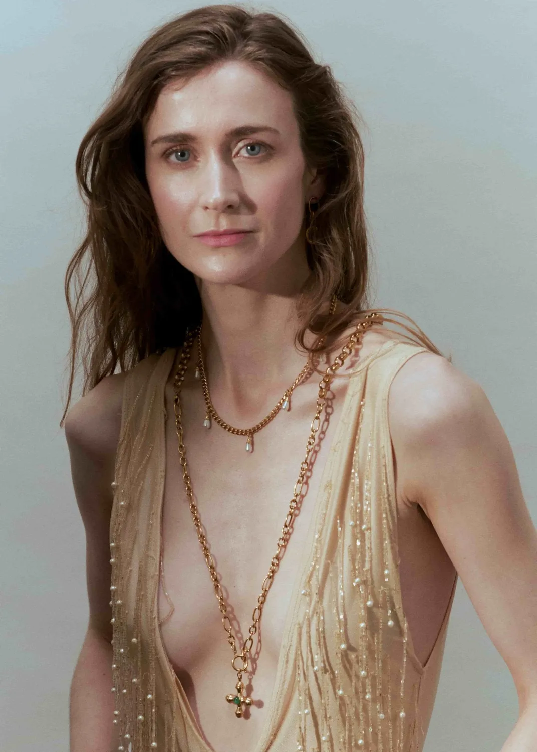 Wos Maria Necklace halskæde guld 90 cm grøn zirkon