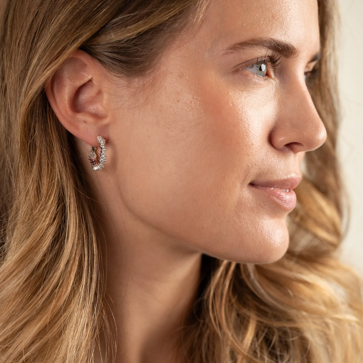 Sisi Copenhagen Clair sølv creoler zirkonia 20 mm par