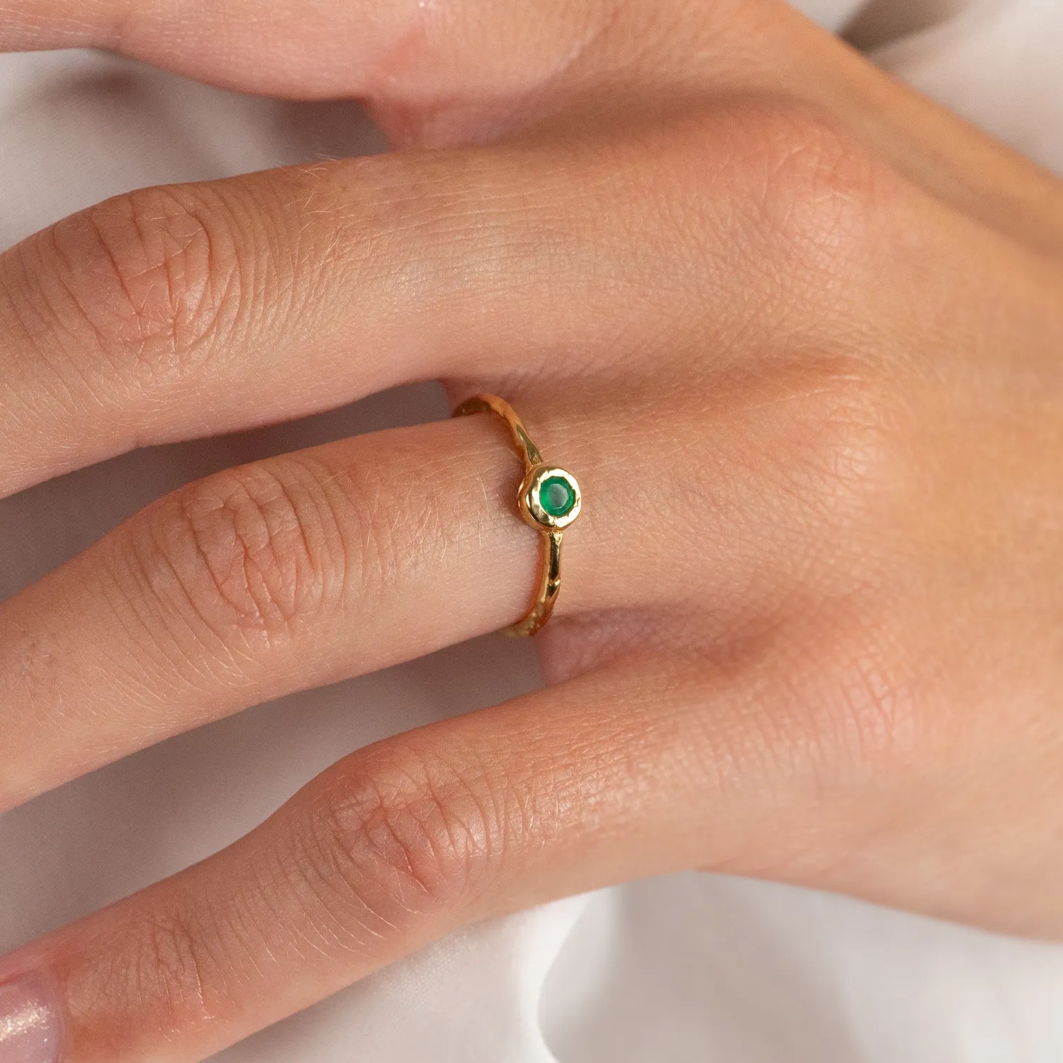 Sisi Copenhagen Selene Green Agate Golden ring grøn agat forgyldt