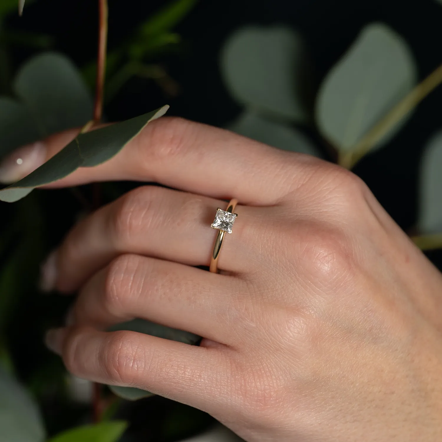 Sisi Copenhagen Solitaire Princess-Cut Lab-Diamond ring 0,75ct str 54 guld
