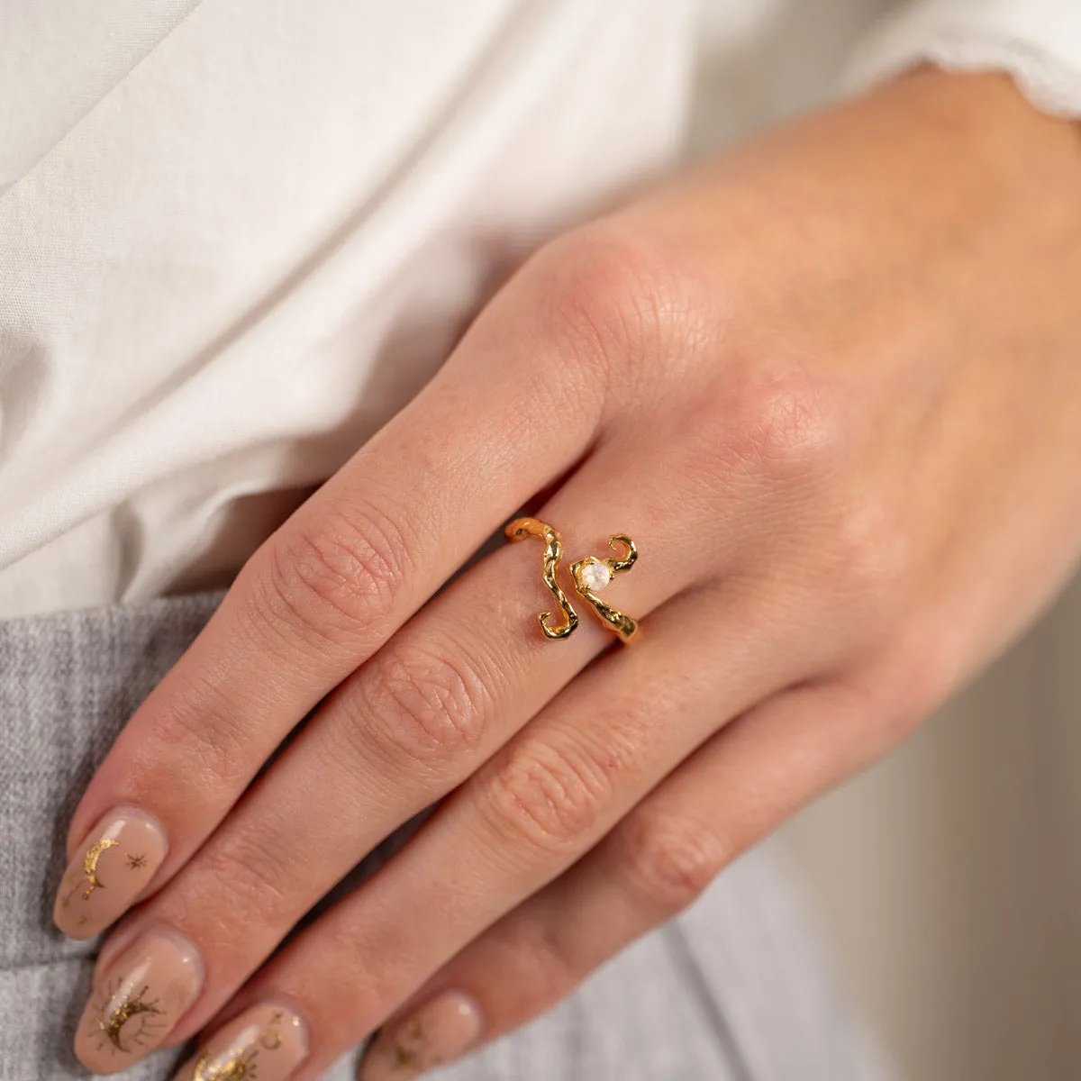 Sisi Copenhagen Aurelia månesten ring forgyldt 18kt
