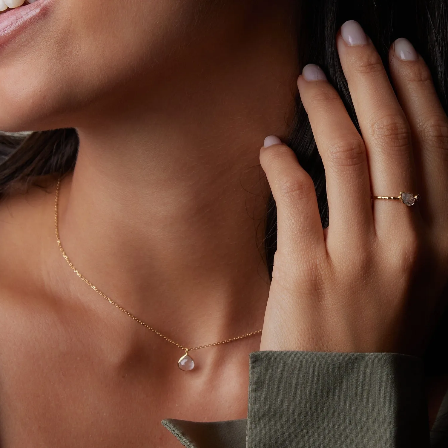 Orelia Luxe Moonstone halskæde guld månesten
