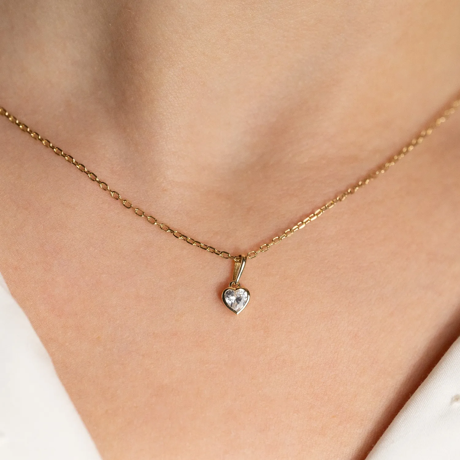 Sisi Copenhagen Crystal Heart vedhæng massivt 9 kt guld