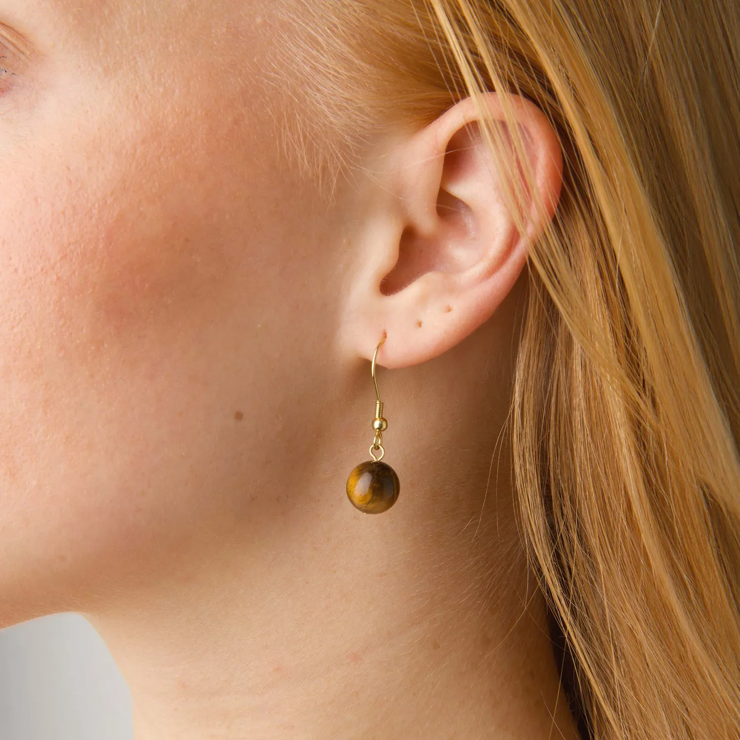 TIMI OF SWEDEN Birgit Tiger Eye øreringe tigerøje forgyldt
