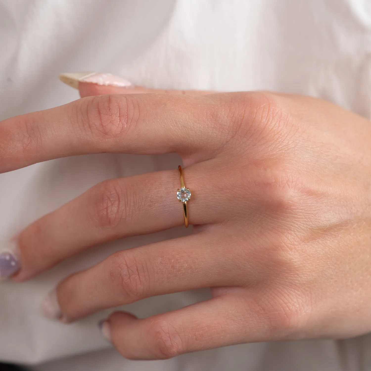 Sisi Copenhagen Gemma ring forgyldt blå topas str 52