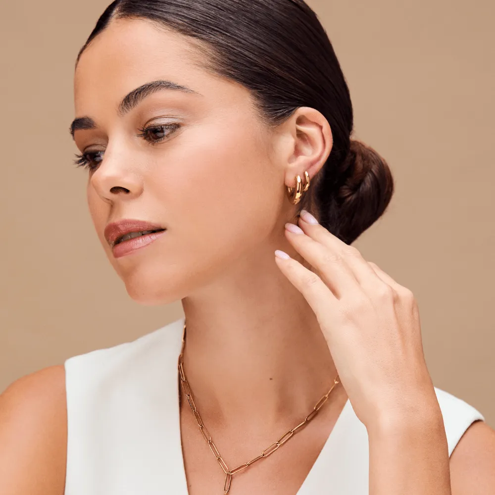 Orelia Luxe Chubby Huggie Hoop øreringe guld vandtætte