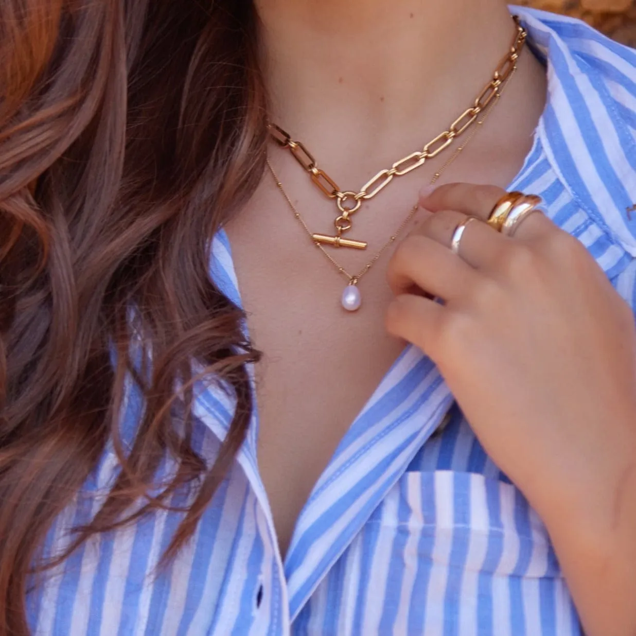 Orelia LUXE Rope Pearl halskæde perle guld