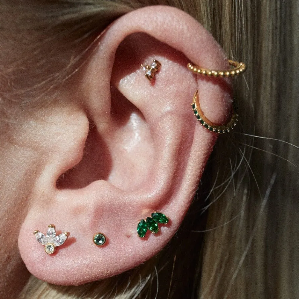 Orelia Emerald Labret øreringe guld grøn Swarovski