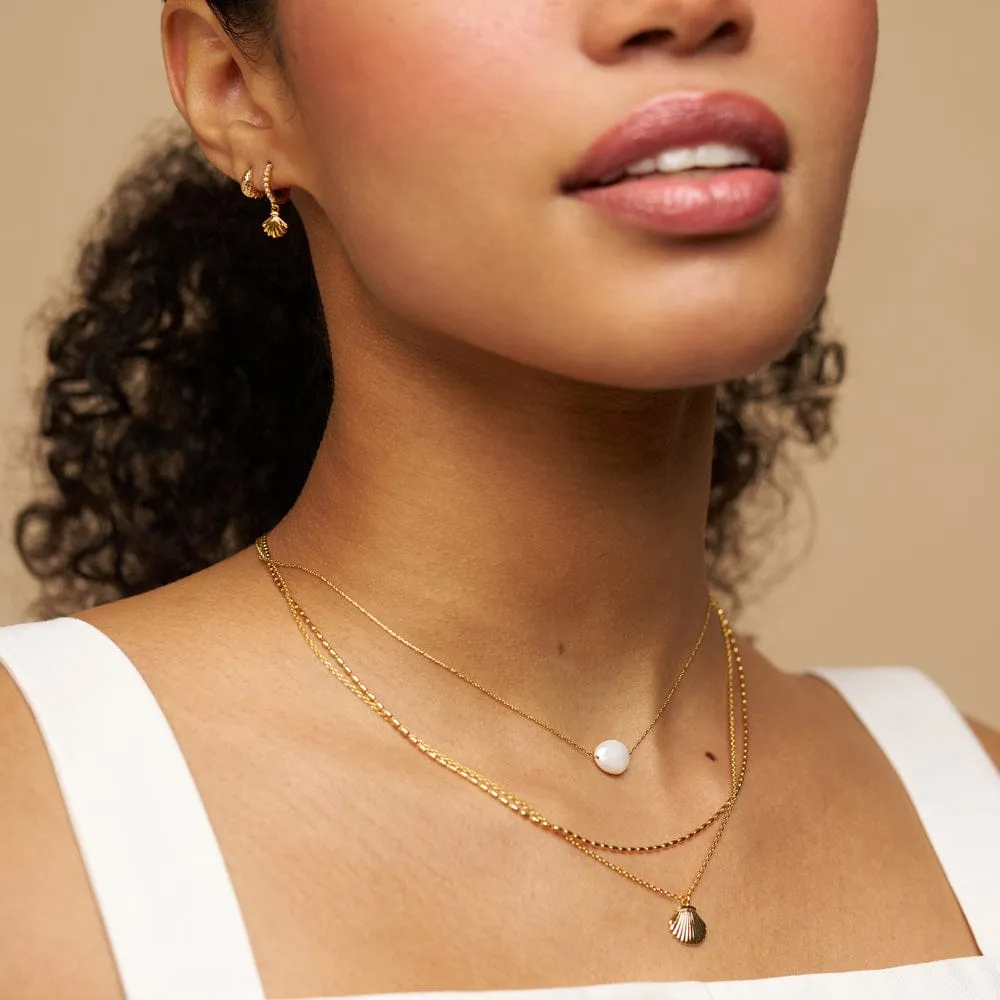 Orelia Pearl Shell 3-row halskæde guld perle