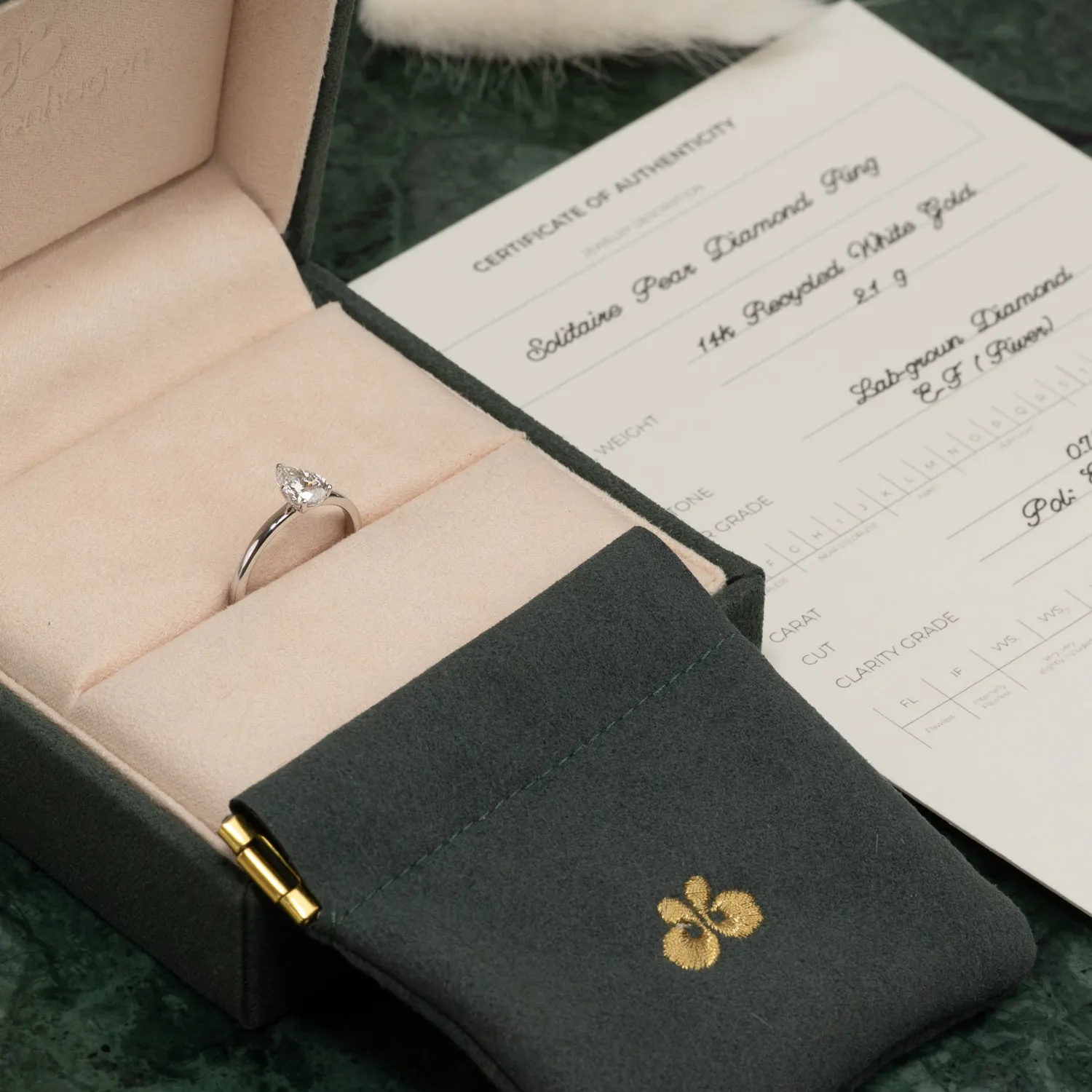 Sisi Copenhagen Solitaire Pear diamantring 0,75 ct hvidguld 52