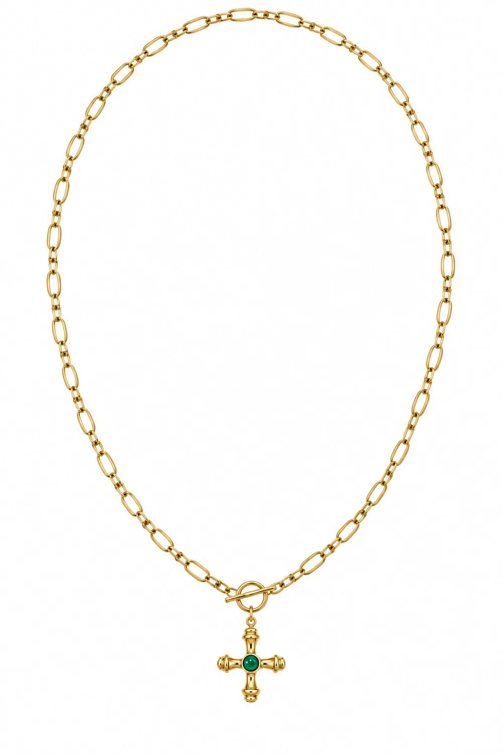 Wos Maria Necklace halskæde guld 90 cm grøn zirkon