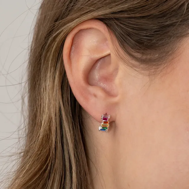 Sisi Copenhagen Vanessa Rainbow creoler sølv zirkon 10,5mm