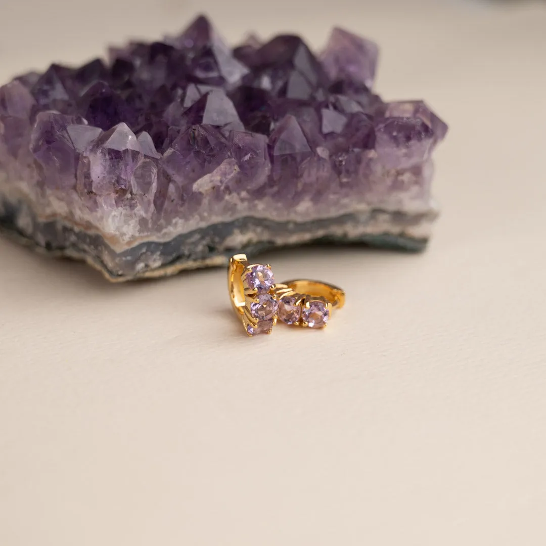 Sisi Copenhagen Gemma Purple Amethyst huggie øreringe forgyldt par