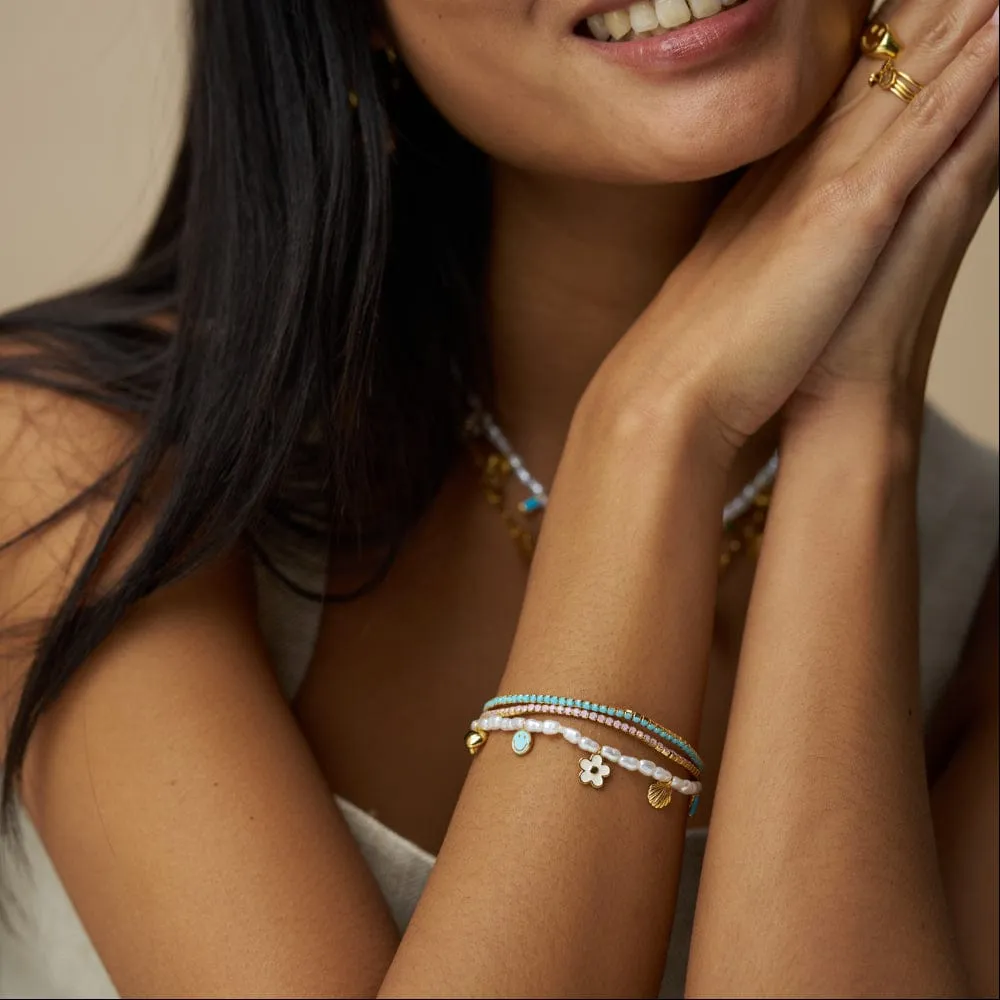 Orelia Pearl Eclectic Charm Beaded Stretch armbånd