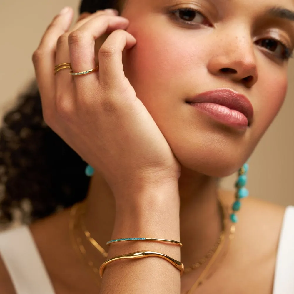 Orelia Fine Turquoise Pavé bangle guld åben turkis