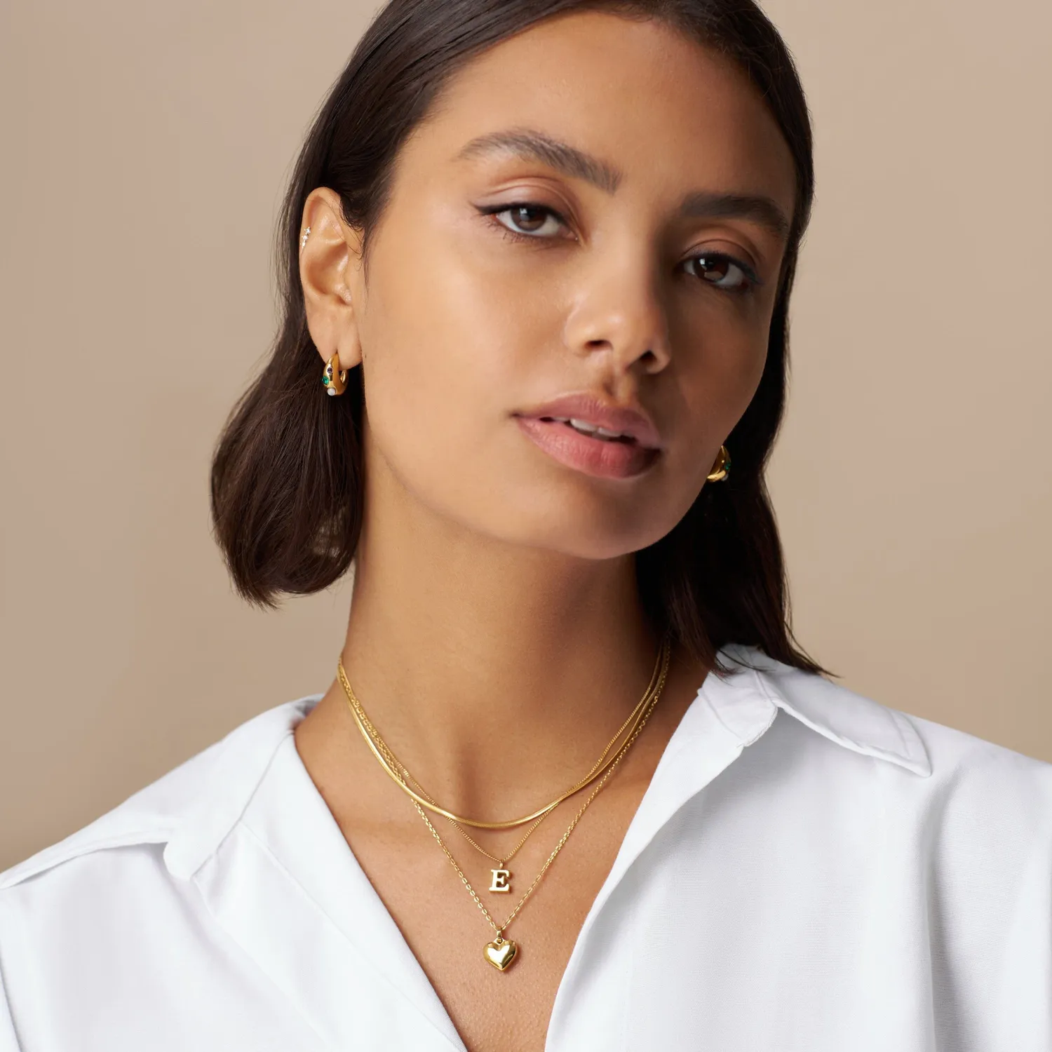 Orelia LUXE E Initial halskæde guld