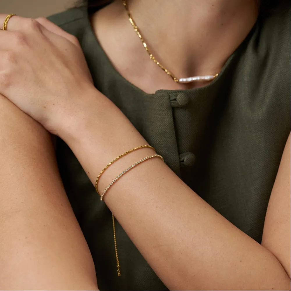 Orelia Chain & Crystal Tennis Slider armbånd guld med krystal