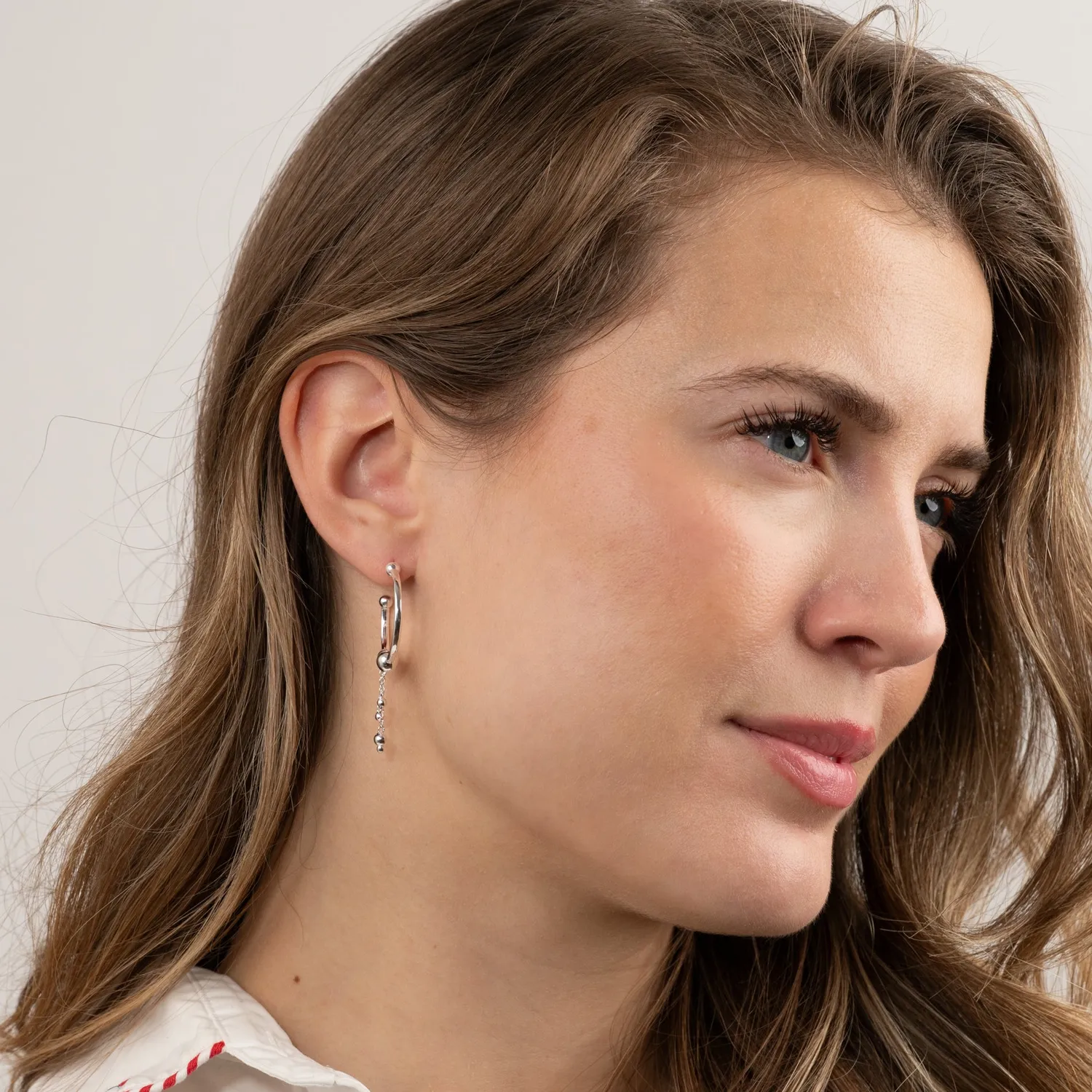 Sisi Copenhagen Paloma creoler sølv 28mm med kæder