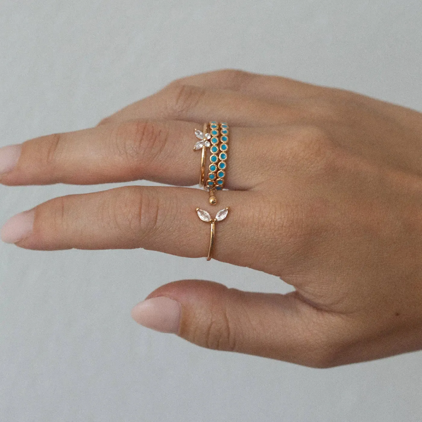 TIMI OF SWEDEN Riya turkis ring forgyldt justerbar