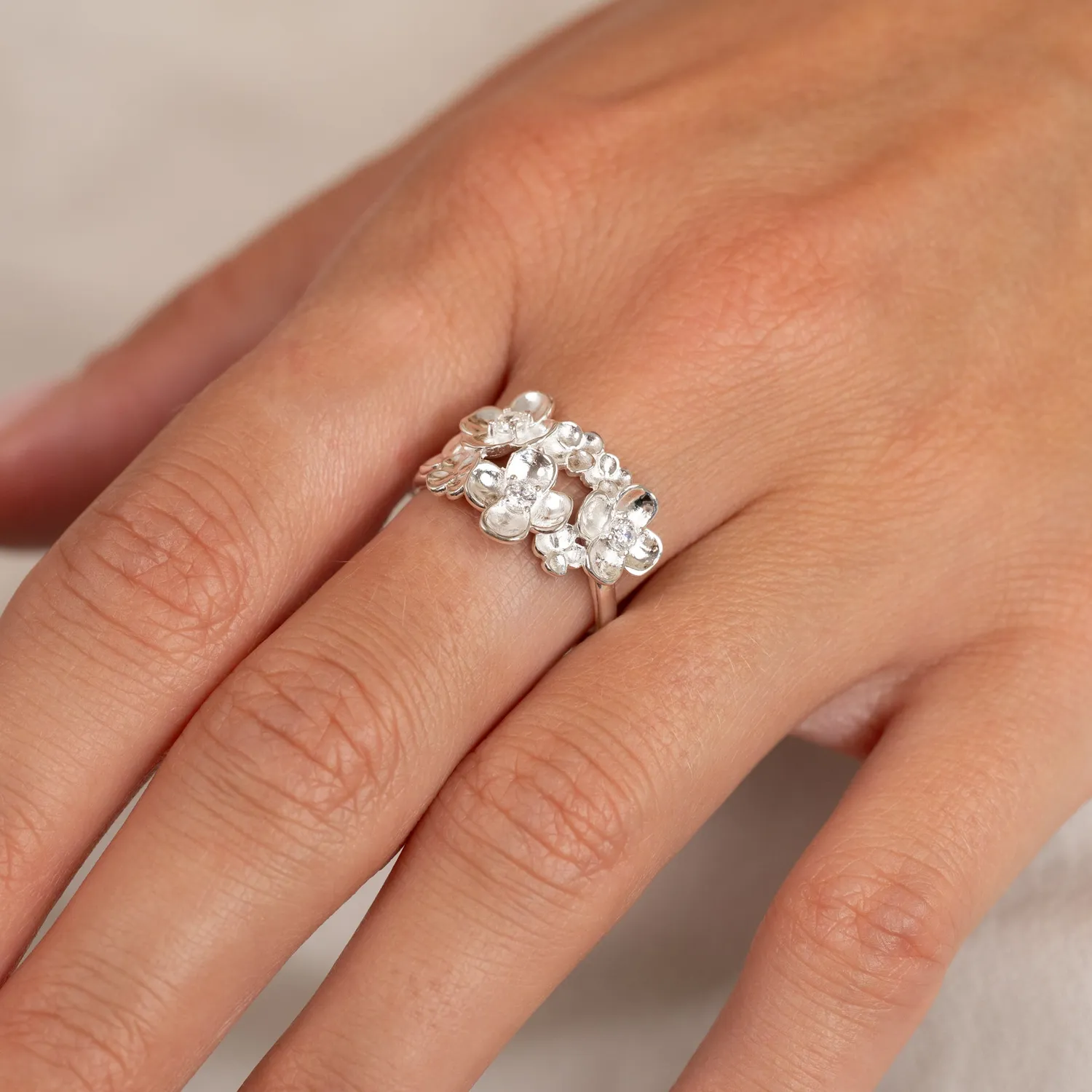 Sisi Copenhagen Flora Crystal ring sølv zirkonia 52
