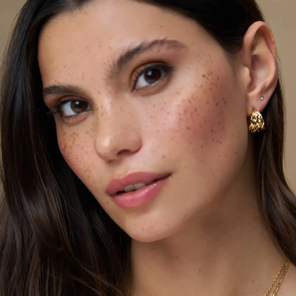 Orelia Molten Crystal Tapered hoops øreringe guld