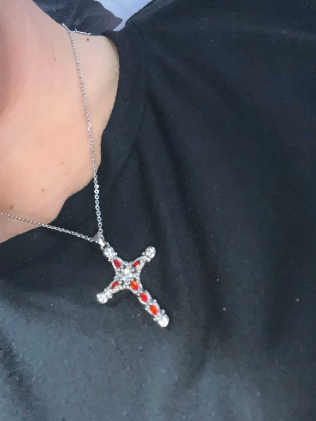Timi of Sweden Azura kors halskæde sølv 42 cm zirkonia