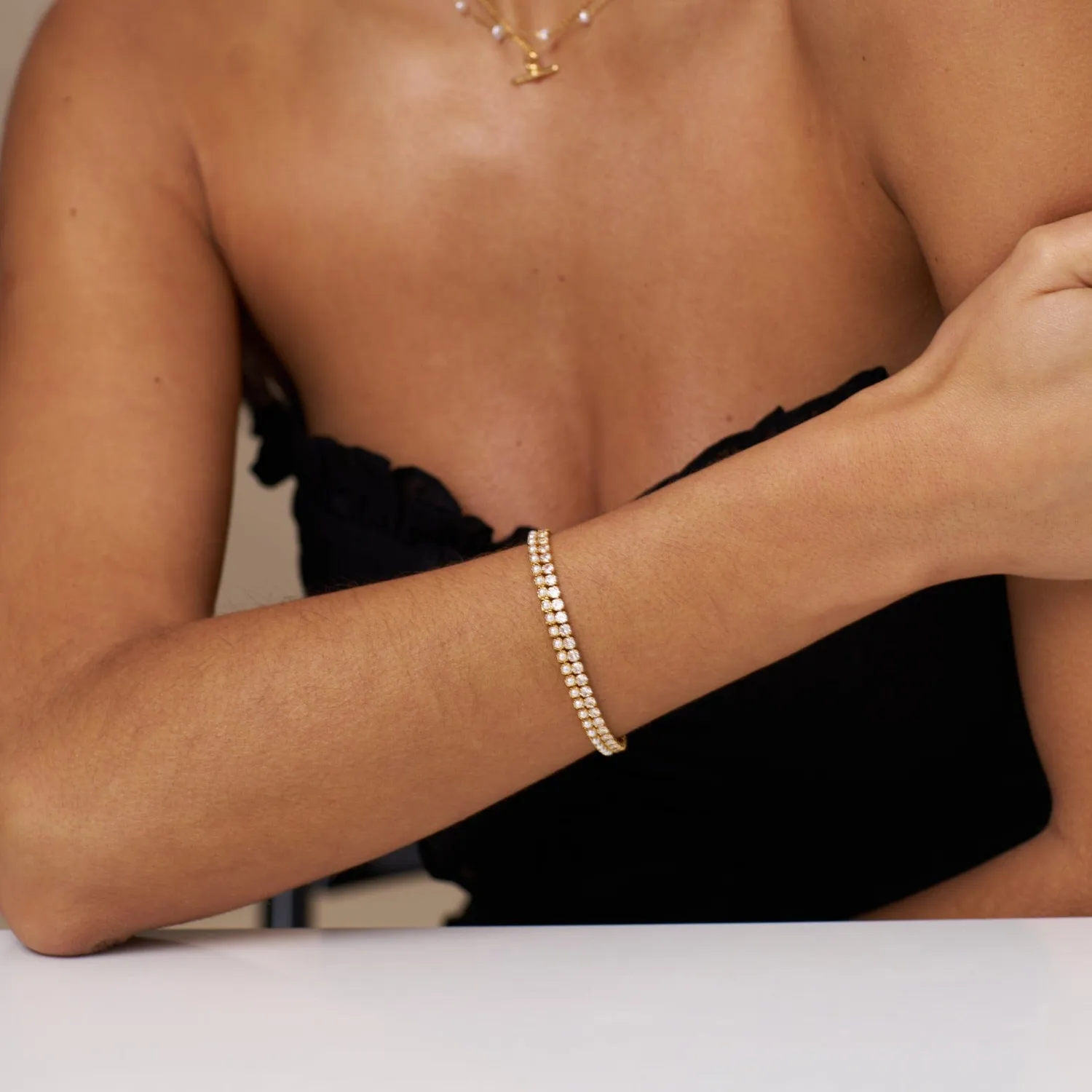 Orelia Pearl Tennis armbånd forgyldt med perler