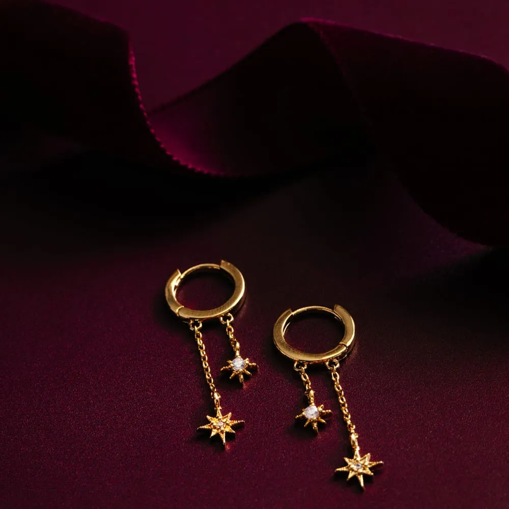 Orelia Starburst Chain Drop Hoop øreringe guld