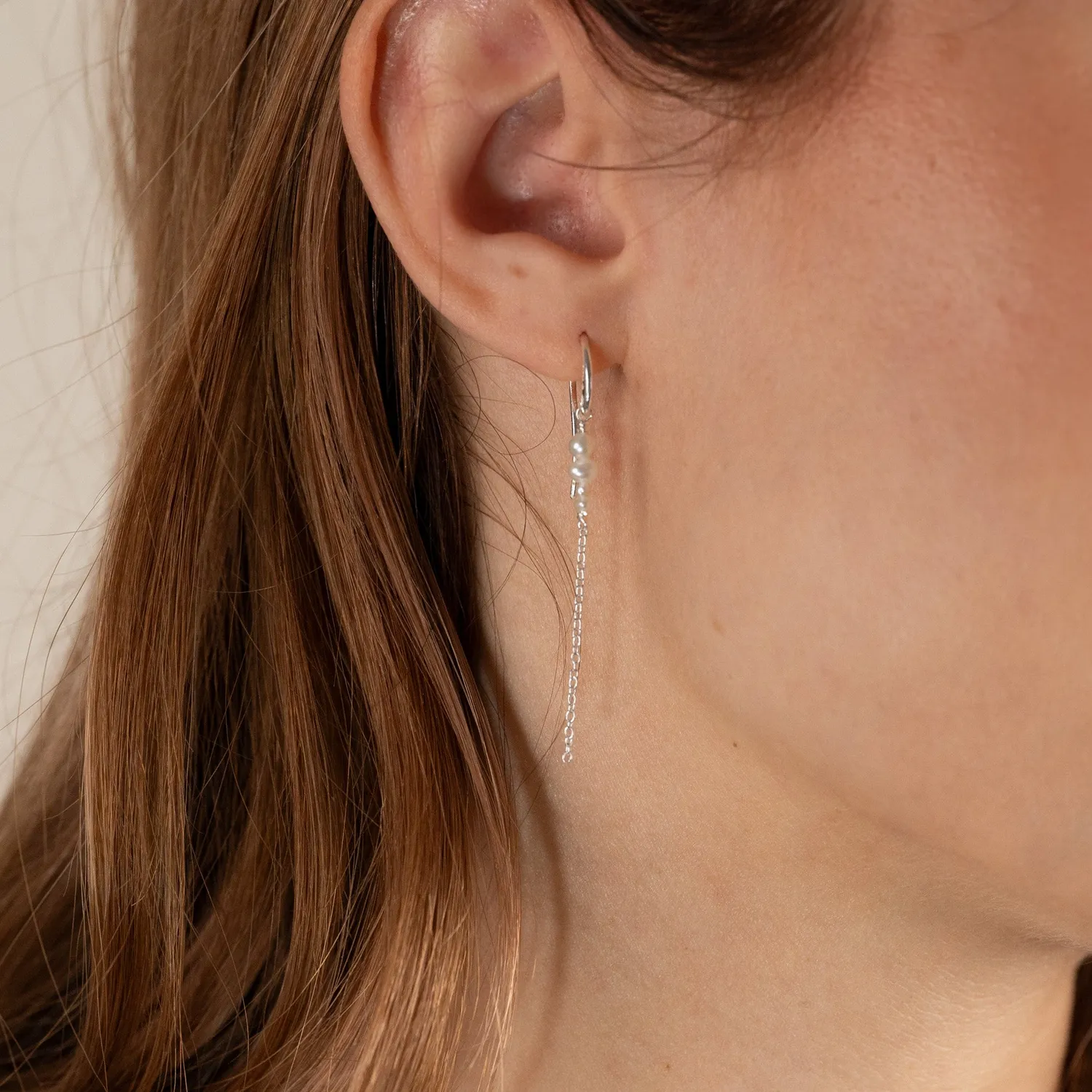 Sisi Copenhagen Evie Pearl Silver Drop øreringe sølv med perler