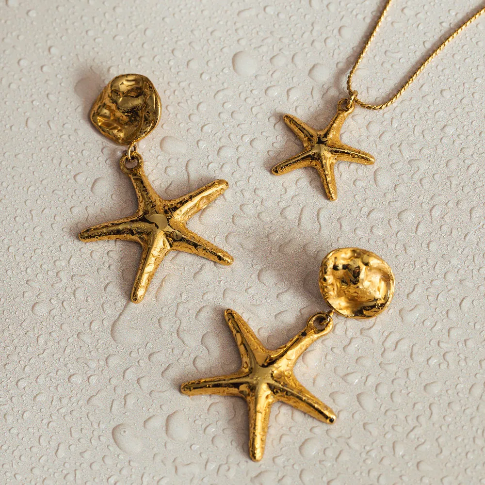 Orelia LUXE Starfish Charm halskæde guld vandtæt