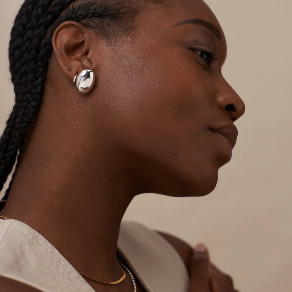 Orelia Polished Domed Oval stud øreringe sølv