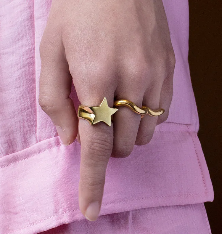 Wos Status ring guld stjerne messing