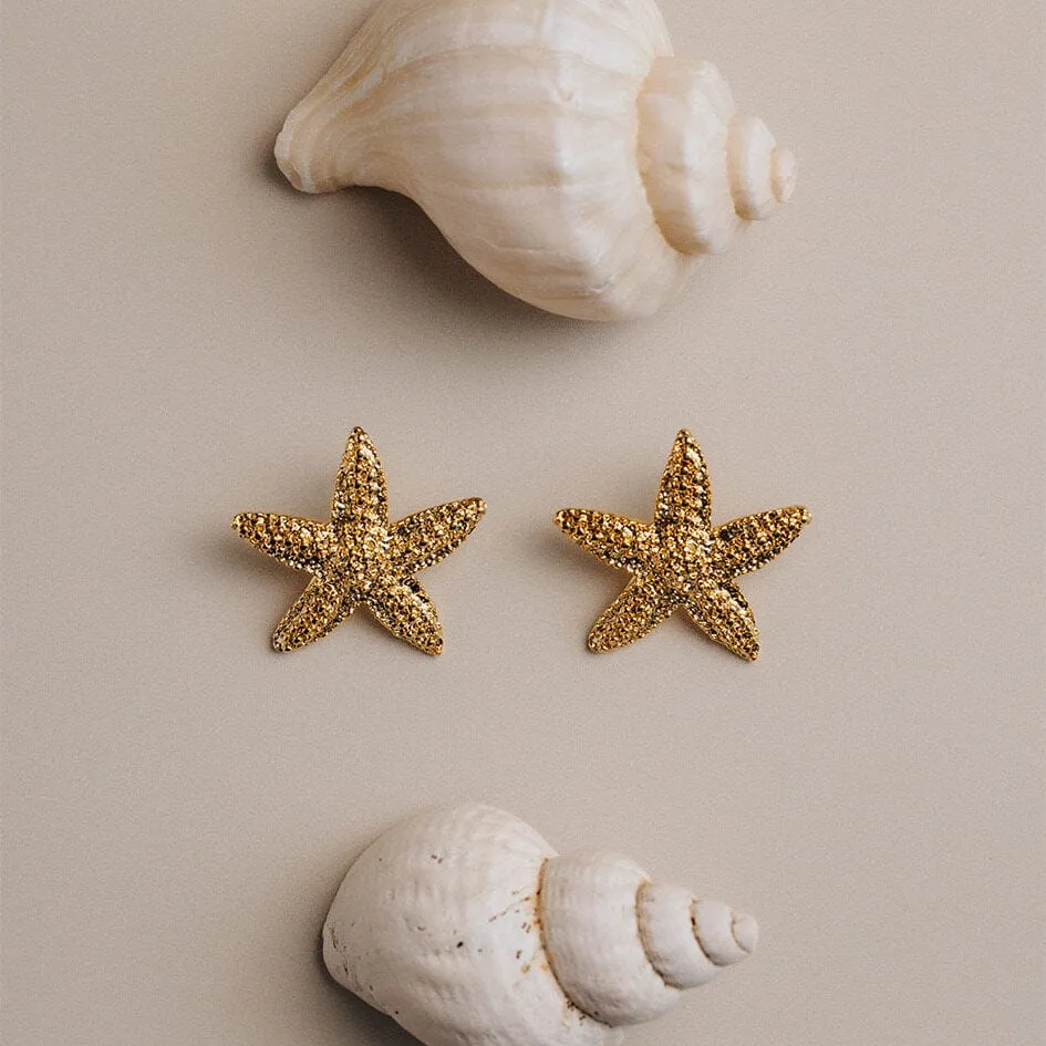 Orelia Statement Textured Starfish Stud øreringe guld