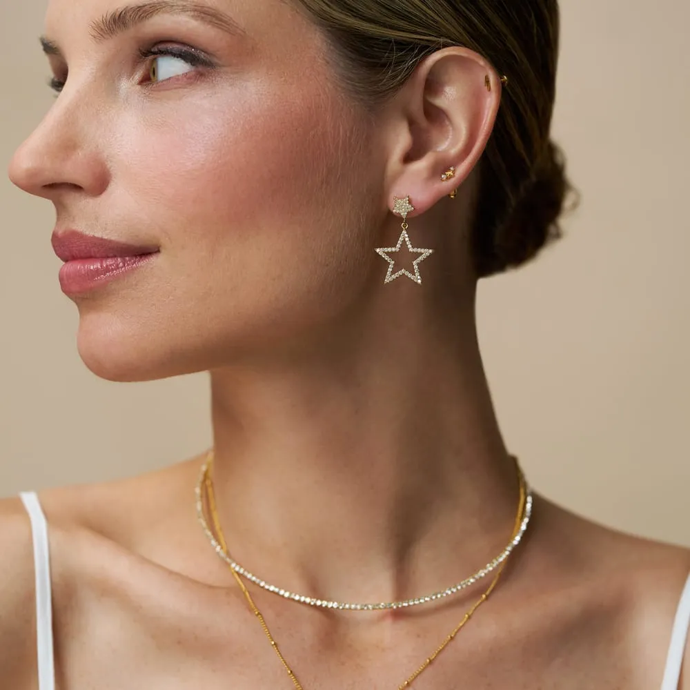 Orelia Crystal Cut-Out Star Drop Øreringe guld pavé